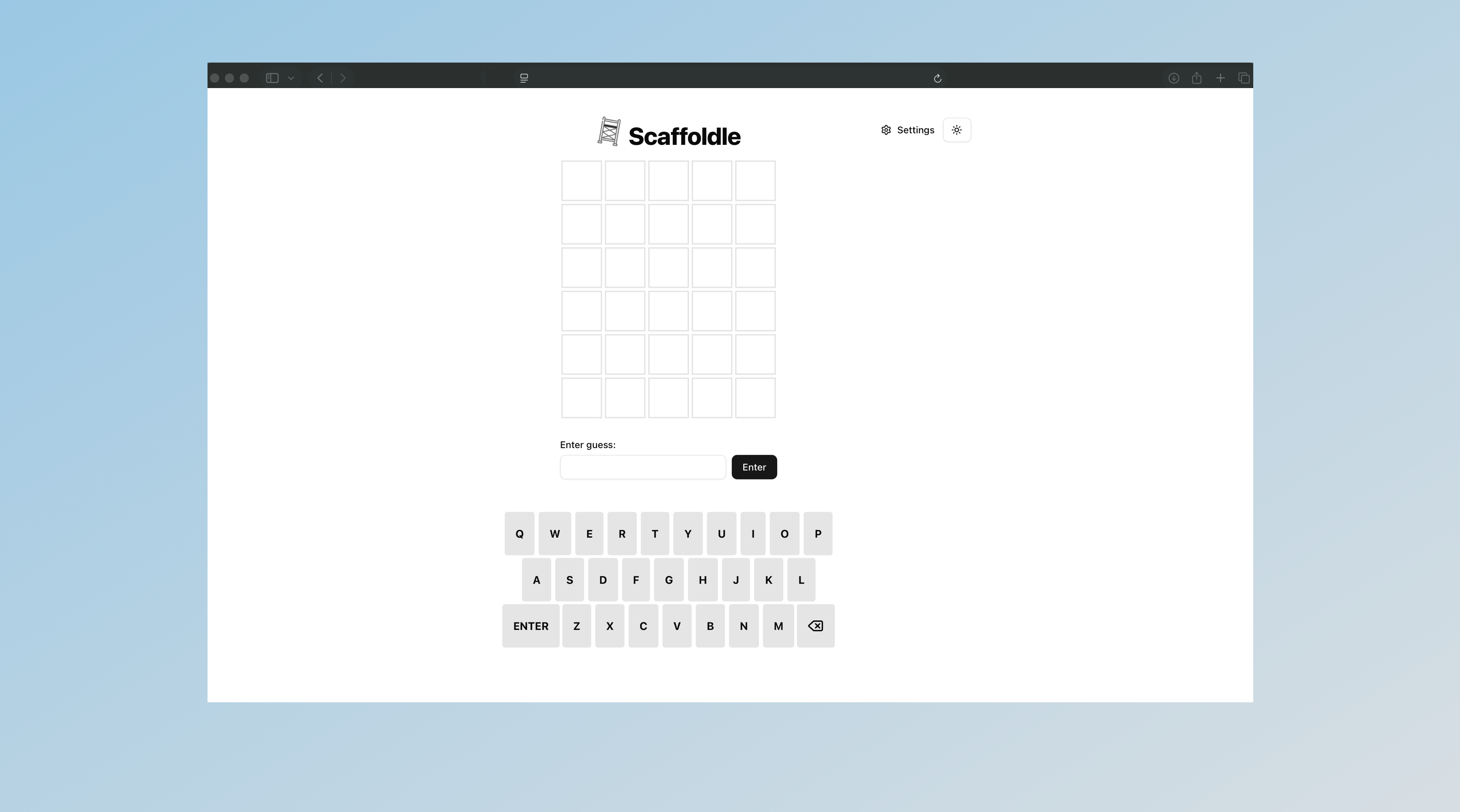 Photo of scaffoldle word game